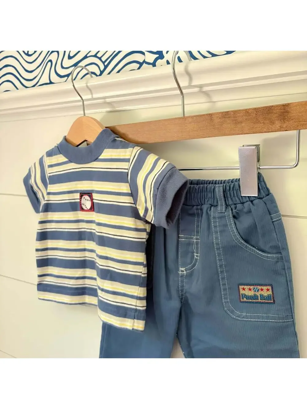 Vintage Winnie the Pooh Baby Boys Baseball Set Shirt & Jeans Size 3-6 Months